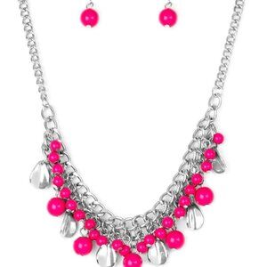 Paparazzi Summer Showdown Pink Necklace and Earring Set